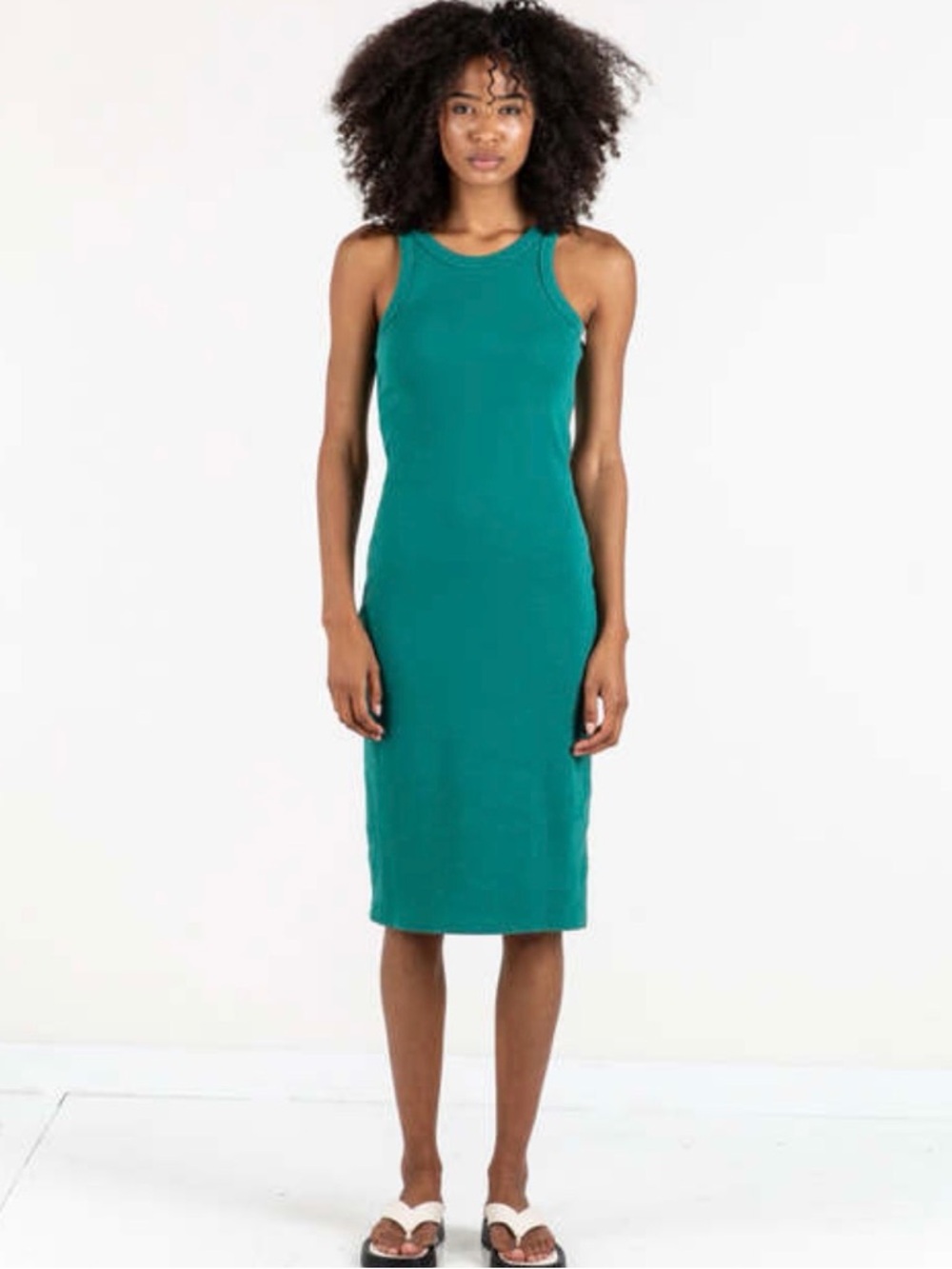 MOTHER DENIM
THE CHIN UPS MIDI DRESS - CADMIUM GREEN worn 1x SZ L